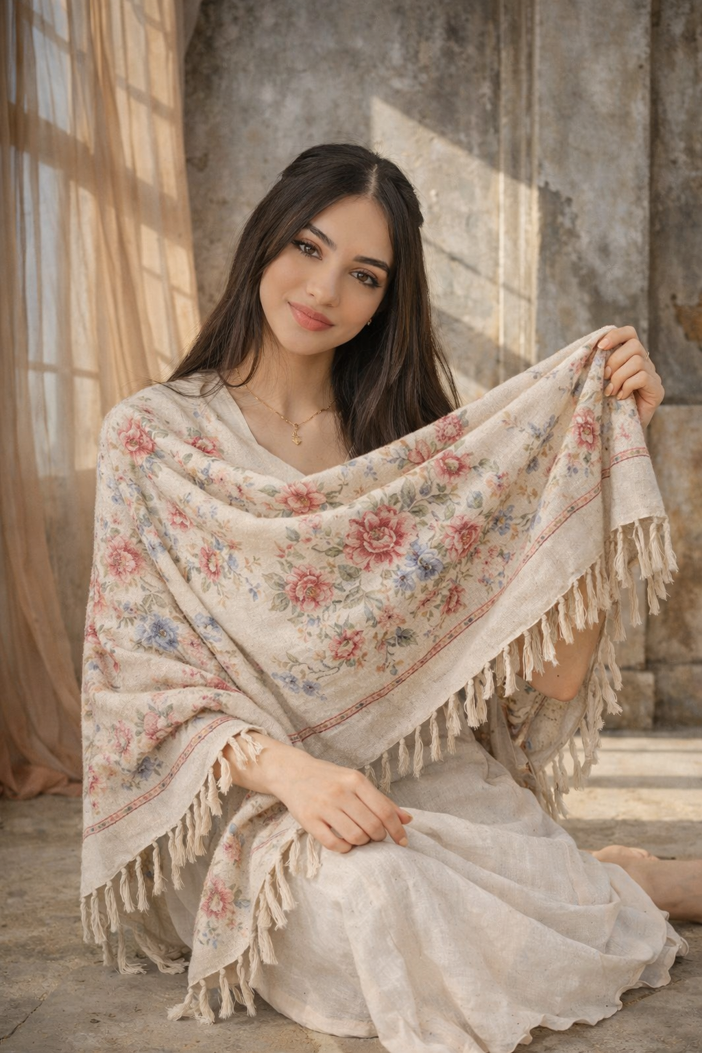 Blossom Veil Unisex Floral Shawl