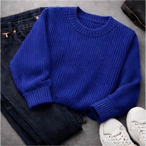 Royal Ribbed Structure Sweater