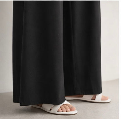 Minimalist Wide-Leg Drawstring Trousers
