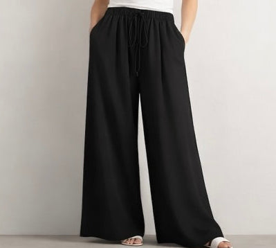 Minimalist Wide-Leg Drawstring Trousers