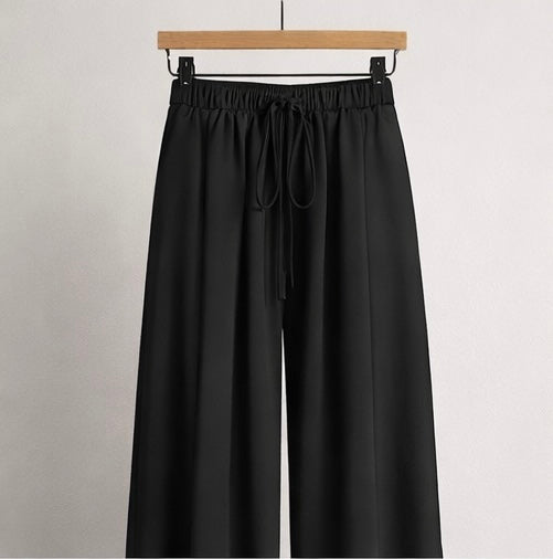 Minimalist Wide-Leg Drawstring Trousers