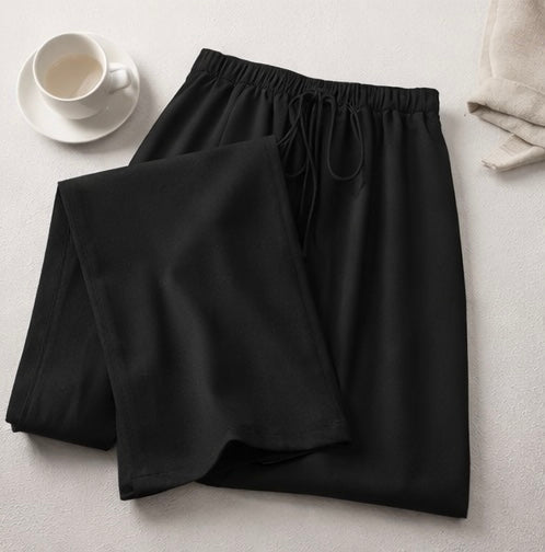 Minimalist Wide-Leg Drawstring Trousers