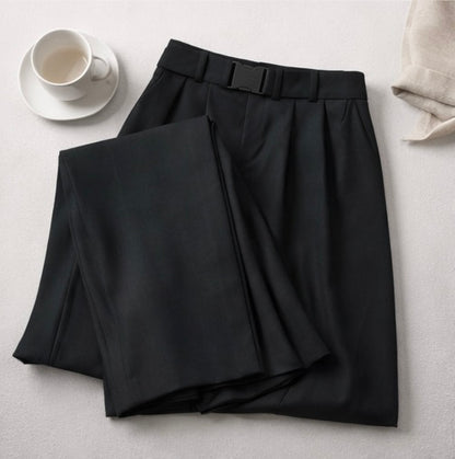 Belted High-Waist Wide-Leg Trousers
