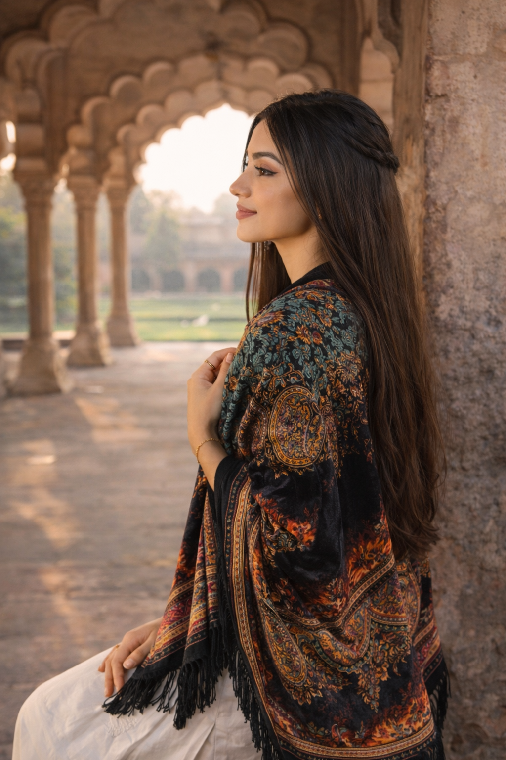 Royal Verdant Unisex Printed Shawl