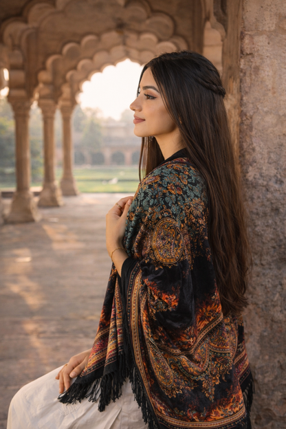 Royal Verdant Unisex Printed Shawl