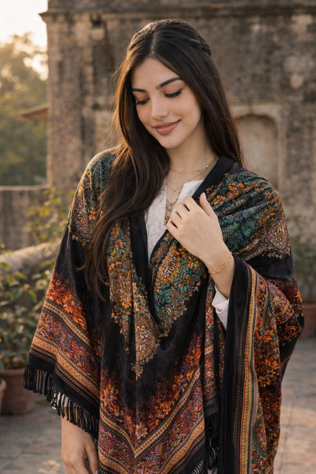 Royal Verdant Unisex Printed Shawl