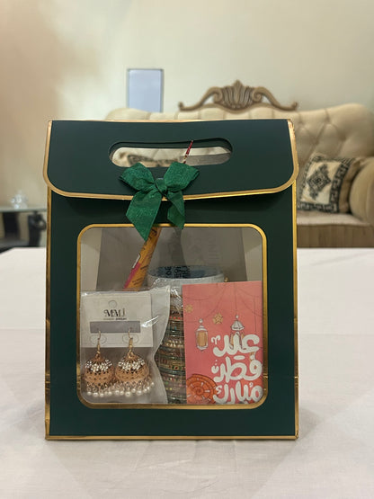 Eid Special Gift Box with Kashmiri Churiyan, Jhumka Earrings & Mehndi Kit